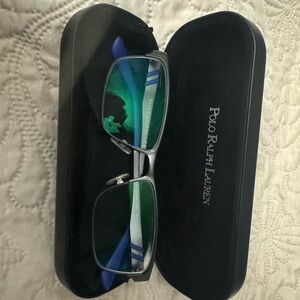 Polo Ralph Lauren grey and blue men's eyeglasses.